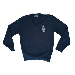 Vintage McBriar Yale Lacrosse Men's M V-Neck Preppy University Sweater Navy Blue